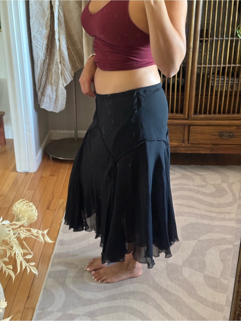 Vintage deadstock silk midi skirt
